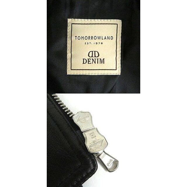 TOMORROWLAND(トゥモローランド)の極美品□18AW TOMORROWLAND×DENIM トゥモローランド デニム WZIP ラムスキン ダブルライダース/レザージャケット ブラック 44 正規品 メンズのジャケット/アウター(ライダースジャケット)の商品写真