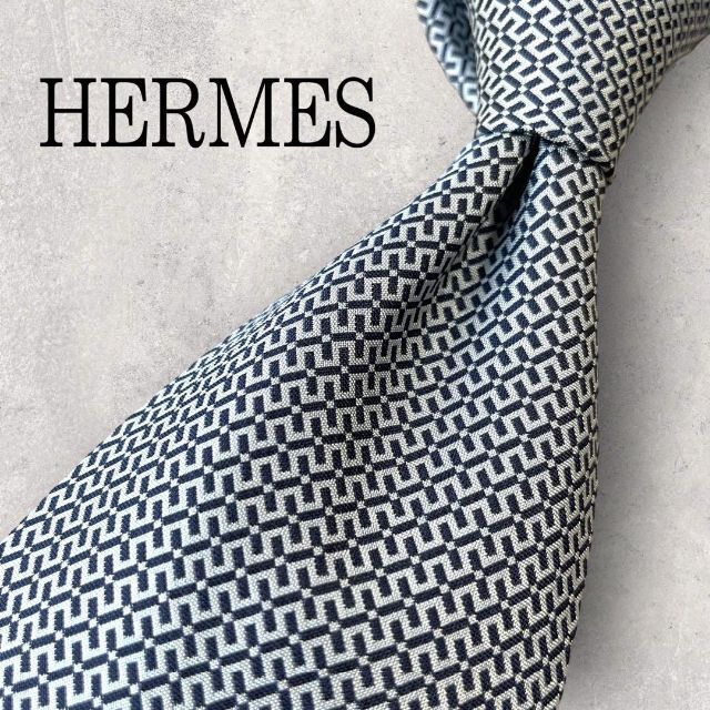 オンラインストア公式 HERMES エルメス ネクタイ ジャガード H柄 極美