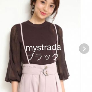 マイストラーダ(Mystrada)のマイストラーダ   袖プリーツプルオーバー  ブラック　38(カットソー(長袖/七分))