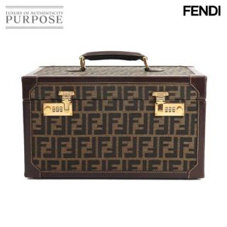 フェンディ(FENDI)の新品同様 フェンディ FENDI ズッカ柄 メイクボックス バニティ ハンド バッグ キャンバス レザー ブラウン VLP 29801(ハンドバッグ)