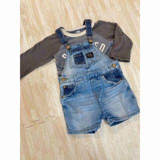 ザラキッズ(ZARA KIDS)のザラキッズ　デニムサロペット　80 オールドネイビー　ロンT セット　男の子(パンツ)