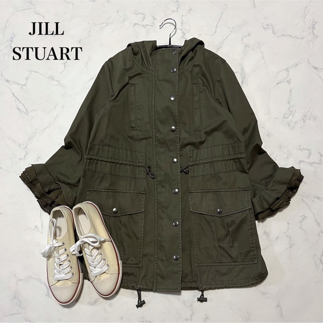 JILLSTUART(ジルスチュアート)のJILLSTUART ミリタリージャケット　モッズコート　ミリタリー　カーキ　S レディースのジャケット/アウター(モッズコート)の商品写真