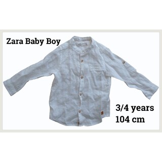 ザラキッズ(ZARA KIDS)のZara Baby Boy リネンシャツ 白 3/4year 104cm(ブラウス)