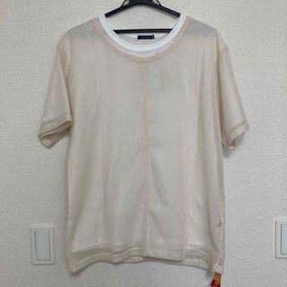 シマムラ(しまむら)の新品 3L 着痩せ メッシュ Ｔアンサンブル ホワイト ２点セット(Tシャツ(半袖/袖なし))