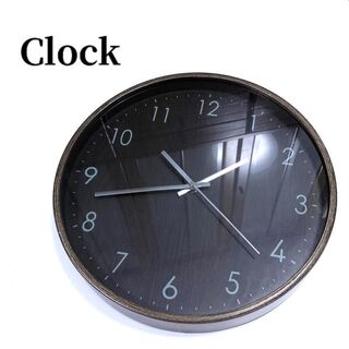 掛け時計淵ウッド木目ブラック黒大きな時計木製壁掛け音がしないシンプル(掛時計/柱時計)
