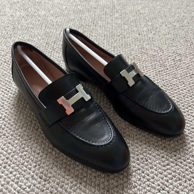 極美品 エルメス パリ モカシン ローファー 36 ブラック - 通販