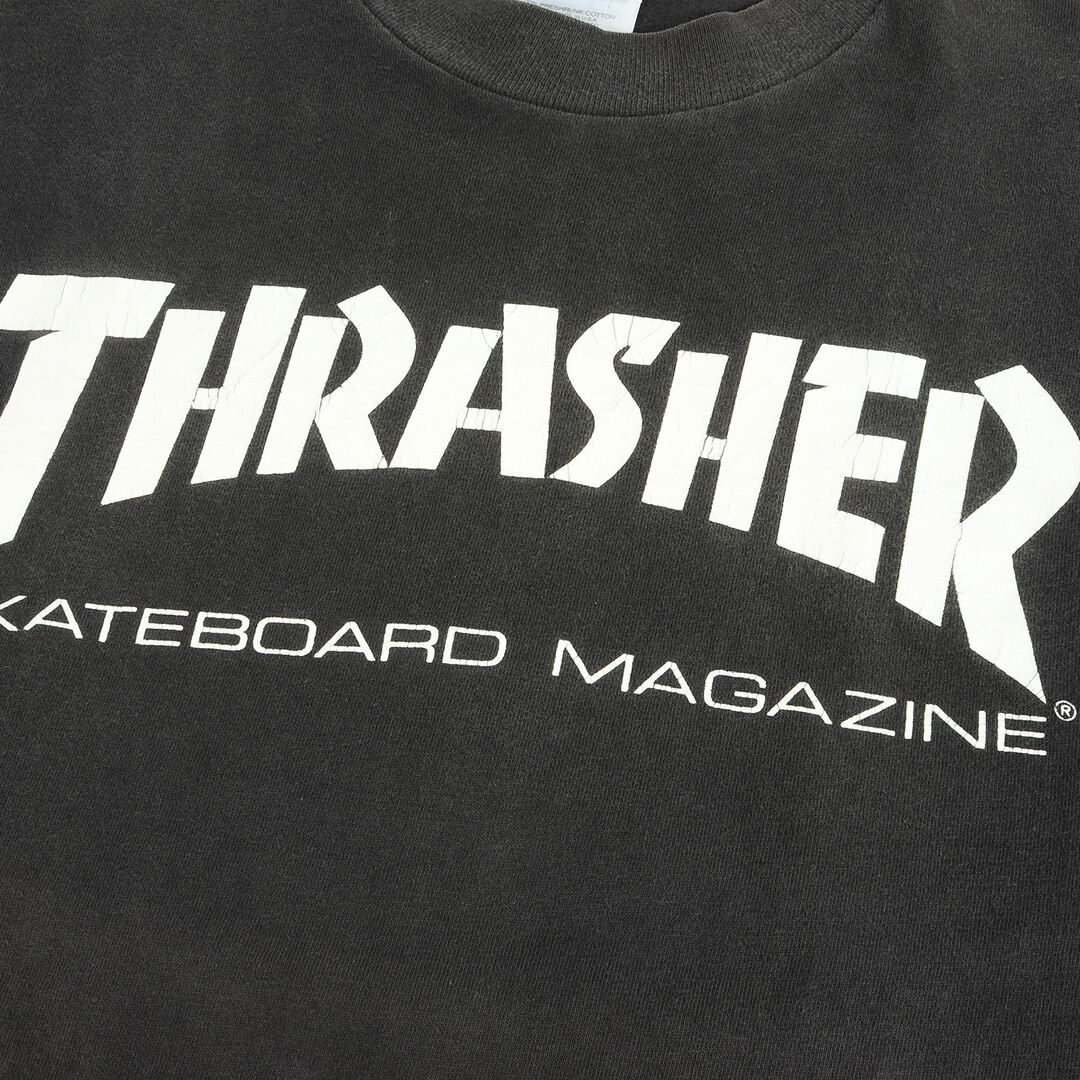 THRASHER スラッシャー Tシャツ ブランドロゴ クルーネックTシャツ Hanesボディ 90s ブラック 黒 S トップス スケート ブランド マガジン ヘインズ  【メンズ】