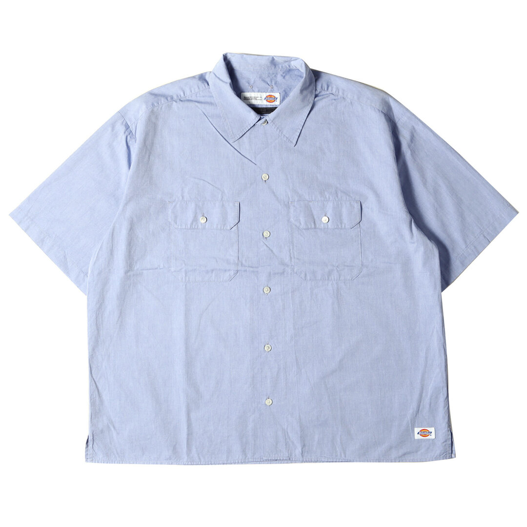 SOPHNET ソフネット シャツ Dickies ディッキーズ バギー シャンブレー ワーク 半袖シャツ BAGGY CHAMBRAY WORK SHIRT 21SS ブルー L トップス カジュアルシャツ コラボ バギーシルエット 【メンズ】【美品】