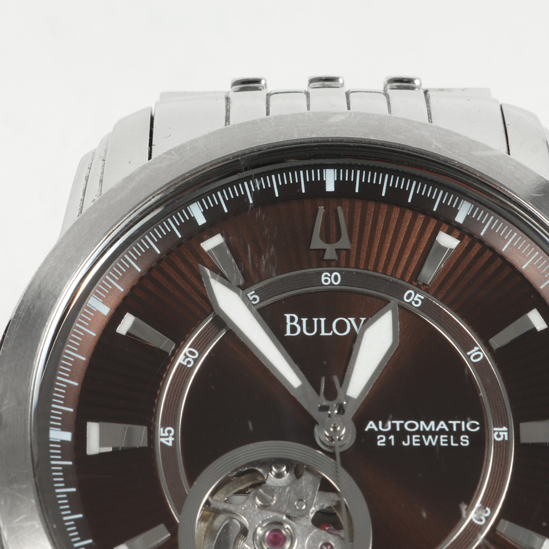 BULOVA ブローバ 21石 自動巻き 腕時計 / オートマティック ウォッチ 裏スケ シルバー ブランド フォーマル ビジネス オフィス カジュアル シンプル 【メンズ】