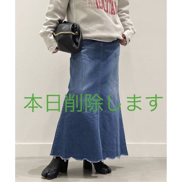 1回着用美品 AP STUDIO へムカットデニムスカート ブルーA 34 【再入荷