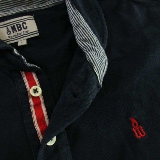 coen(コーエン)のコーエン MBC ポロシャツ 丸襟 半袖 ロゴ刺繍 コットン L 紺 ネイビー メンズのトップス(ポロシャツ)の商品写真