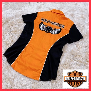 Harley Davidson - 【人気カラー】ハーレーダビッドソン　半袖シャツ　オレンジ　ビッグロゴ