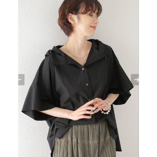 極美品 Plage プラージュ 【R'IAM】フードオーバー ブラウス ブラック