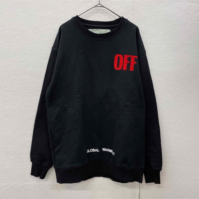 OFF-WHITE オフホワイト クルーネックスウェット ブラック Lサイズ