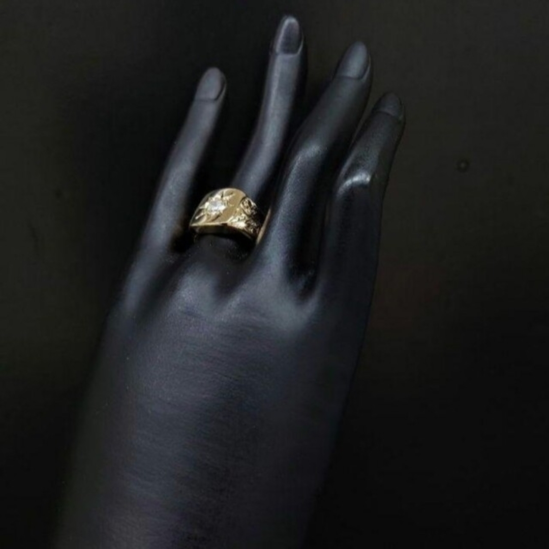 【五光留め】ダイヤモンド 印台 リング 0.63ct メンズのアクセサリー(リング(指輪))の商品写真