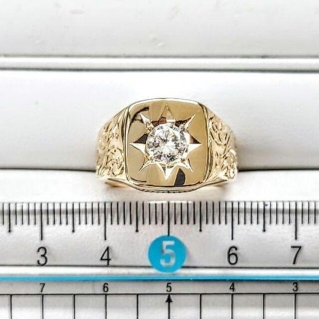 【五光留め】ダイヤモンド 印台 リング 0.63ct メンズのアクセサリー(リング(指輪))の商品写真