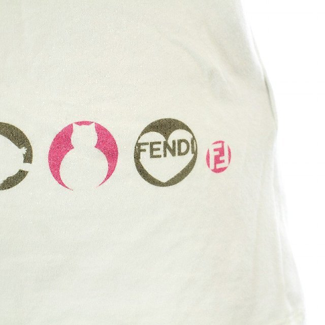 FENDI(フェンディ)のフェンディ Tシャツ カットソー 半袖 クルーネック イラストプリント 白 レディースのトップス(Tシャツ(半袖/袖なし))の商品写真