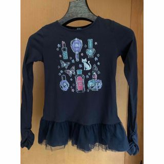 アナスイミニ(ANNA SUI mini)のアナスイミニの裾のチュールとコスメプリントがかわいいカットソー　140(Tシャツ/カットソー)