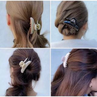 美品！アッカ　acca ヘアクリップ　ミニヘアクリップ　マーブル×ラインストーン