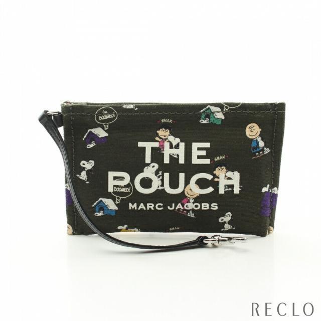 MARC JACOBS × PEANUTS  THE SMALL POUCH  ポーチ キャンバス レザー ダークグリーン ストラップ付き