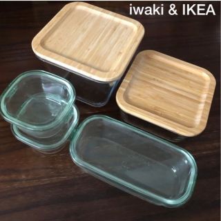 イケア(IKEA)の美品　iwaki IKEA 耐熱ガラス保存容器　5点(容器)