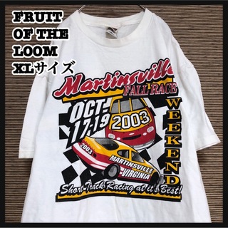 フルーツオブザルーム(FRUIT OF THE LOOM)の【フルーツオブザルーム】半袖Tシャツ レースカー　車　デカプリント　フラッグ37(Tシャツ/カットソー(半袖/袖なし))