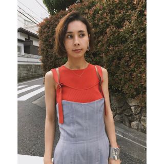 アメリヴィンテージ(Ameri VINTAGE)のAMERI MEDI OVERLAP AND PEEK KNITノースリーブ(タンクトップ)