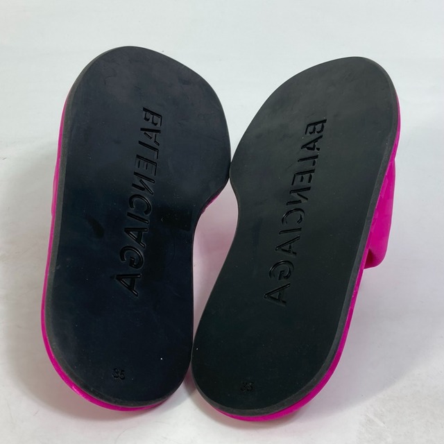 Balenciaga(バレンシアガ)のバレンシアガ BALENCIAGA ロゴ 500579 靴 タウンサンダル フラット ペタンコ サンダル サテン ピンク レディースの靴/シューズ(サンダル)の商品写真