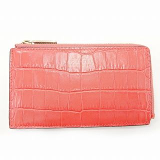 ラスト1【新品】Smythson スマイソン マーラ クロコ 二つ折り財布 赤-