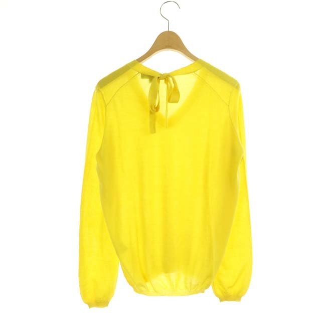 ドゥロワー カシミヤシルクバックリボンVネックニット カットソー 長袖 2 黄