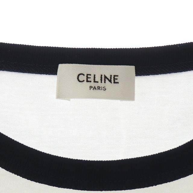celine - セリーヌ PARIS Tシャツ カットソー 半袖 S 白 紺 2X855501F