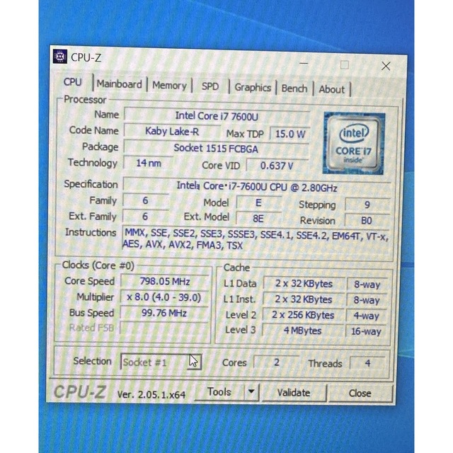 ノートパソコン TOSHIBA  B75H i7 8GB SSD128GB 4