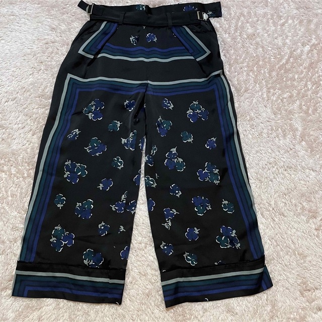 sacai サカイ スカーフ ワイドパンツ ベルト 花柄 レディース2 人気の