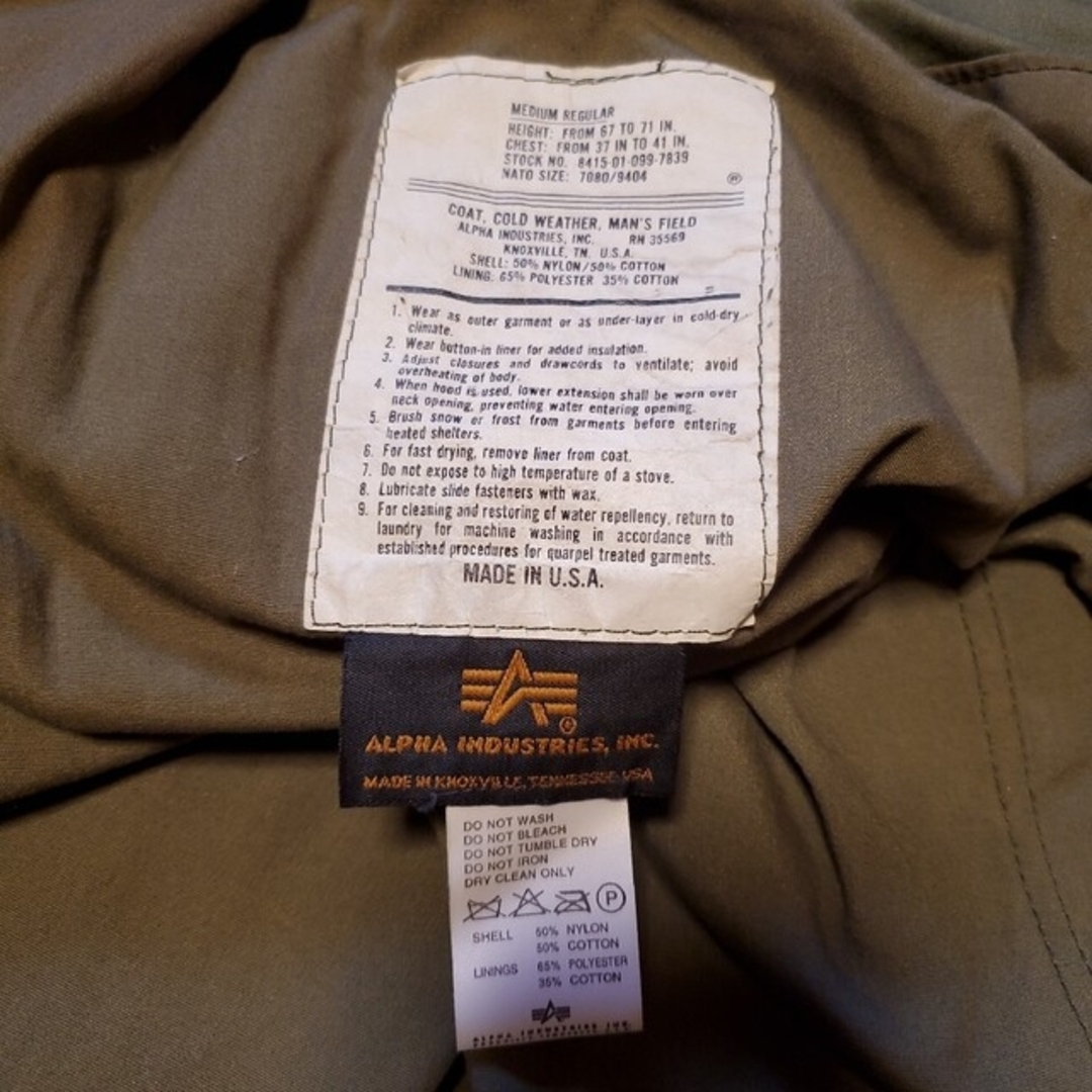 USA製 Alpha M65 FIELDJACKET キルティングインナー付 が大特価! 36.0 ...