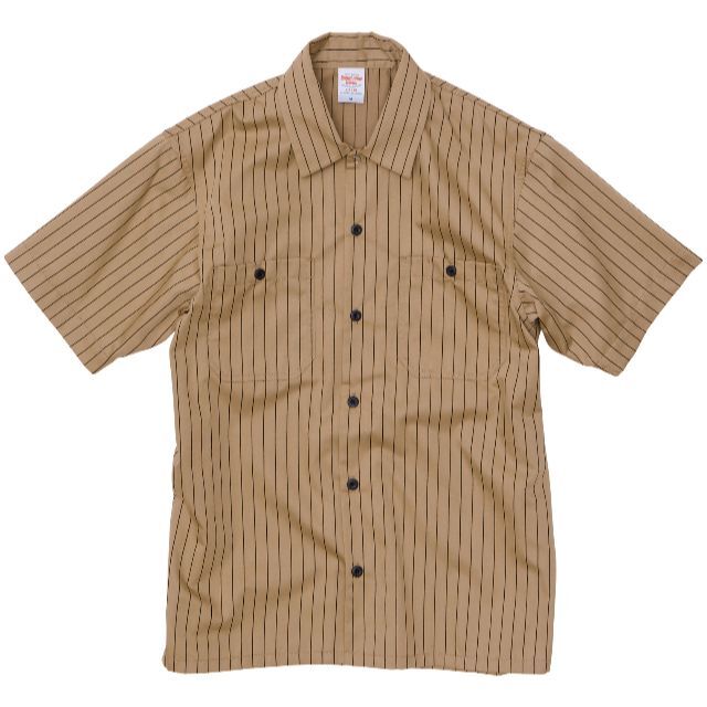 半袖シャツ ワークシャツ ストライプ オープンカラー 半袖 シャツ XS