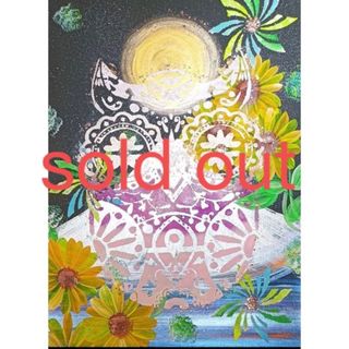 開運絵画　☆☆呪い梟☆☆向日葵(アート/写真)