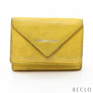 バレンシアガ(Balenciaga)のペーパーミニウォレット コンパクトウォレット 三つ折り財布 レザー イエロー(財布)