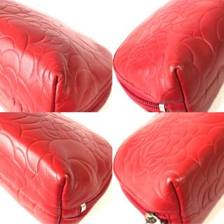 CHANEL - 【美品】CHANELシャネルカメリアラムスキンポーチメイク