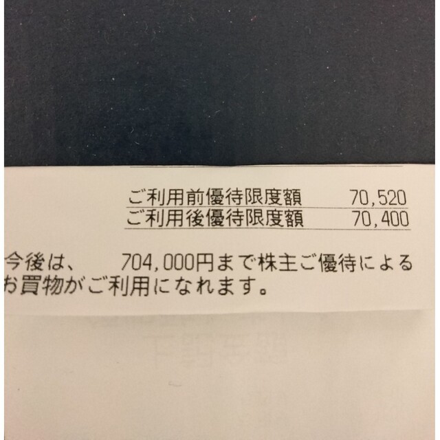 三越伊勢丹　株主優待　ご優待カード　残７０万円 1