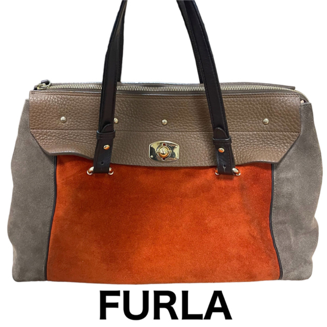 Furla(フルラ)のFURLA トートバッグ　スエード　ターンロック　本革　レザー　ハンドバッグ レディースのバッグ(トートバッグ)の商品写真