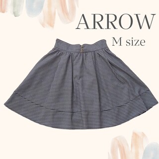 アロー(ARROW)の【ARROW】ギンガムチェック スカート 黒 白 リボン M(ミニスカート)