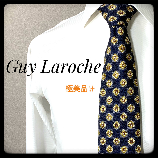 Guy Laroche(ギラロッシュ)のGuy Laroche ネクタイ ネイビー イエロー お洒落♪ メンズのファッション小物(ネクタイ)の商品写真