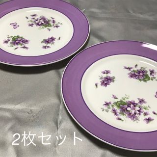 エインズレイ(Aynsley China)のエインズレイ イングリッシュバイオレット ティープレート 2枚セット(食器)