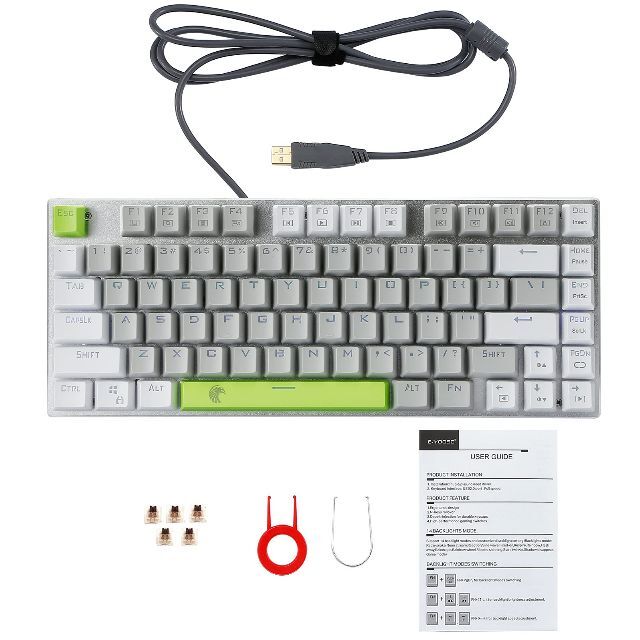 人気商品】E元素ゲーミングキーボード 茶軸81キーメカニカル式 ...