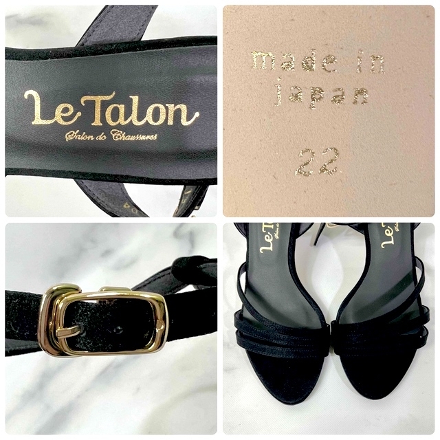 Le Talon(ルタロン)の【美品】LE TALON ルタロン ストラップ スエード サンダル 黒 22.0 レディースの靴/シューズ(サンダル)の商品写真