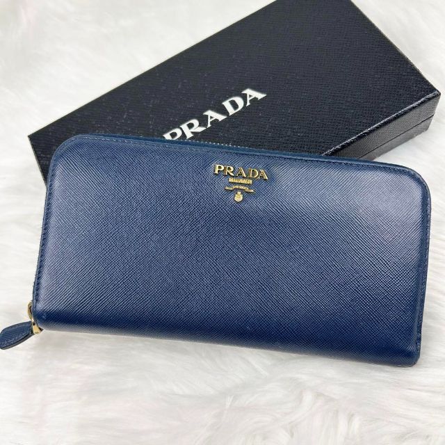 美品】プラダ 長財布 サフィアーノレザー ブランドロゴ ゴールド金具