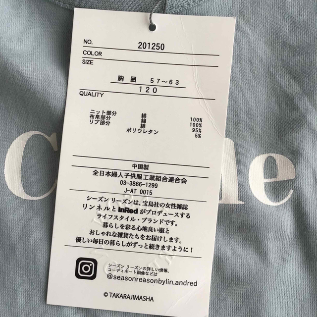 再入荷 ⚠️R交渉中【120】シーズンリーズン ロゴ バック切替え 半袖 T