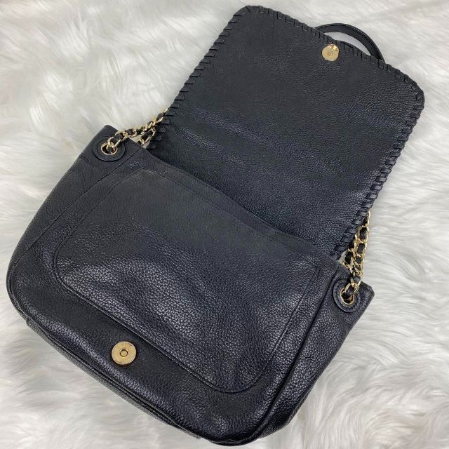 【極美品】トリーバーチ ショルダーバッグ マリオン チェーン フラップ 黒色