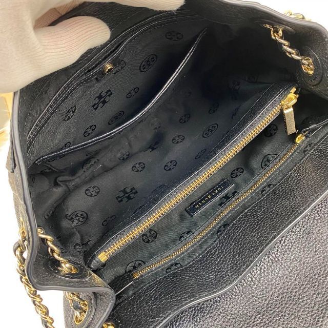 【極美品】トリーバーチ ショルダーバッグ マリオン チェーン フラップ 黒色