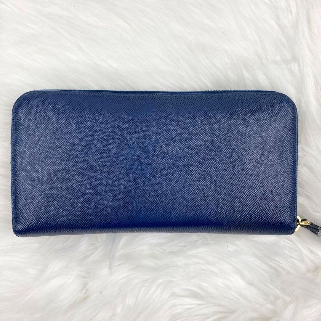 美品♡PRADA 長財布 ラウンドファスナー サフィアーノレザー ネイビー